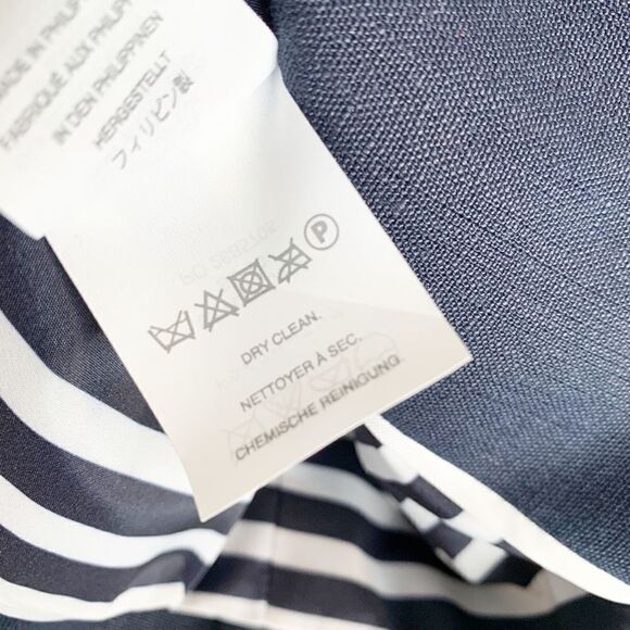 J. Crew Rhodes Navy Blue Blazer 100% Linen Nautical Crest Gold Buttons Size 00 - Picture 9 of 12